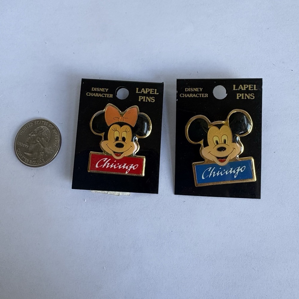 Vintage Disney Mickey Minnie Chicago Lapel Pins